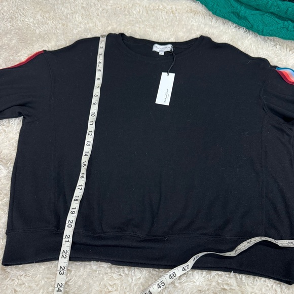 Michael Stars Black Gigi Striped Arm Sweatshirt Size Large NEW - Picture 7 of 11
